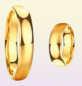 Gold Tungsten Carbide Ring Mens Womens Wedding Band Engagement Rings Polished Domed Comfort Fit Engraving customizing 12779798544659