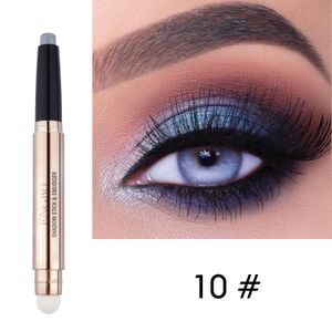 Metallisk dubbelhuvud ögonskugga Stick Diamond Shimmer Highlighter Pencil Ultra Pigmenterad långvarig grädde Eye Shadow Sponge Pen