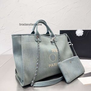 Högkvalitativ designare Väska Kvinnor Fashion Handväska Designer Tygväska stor kapacitetskedja denim Beach Bag Tote påse shoppingväska axel tote