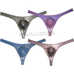 Tanga metálica brilhante g-string mini troncos clássico bulge bolsa tangas tangas hombre t-back micro calças