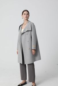 Winter fashionable temperament loose high necked mid length double-sided wool coat women's coat