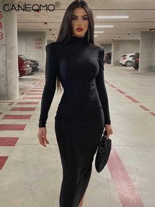 Urban Sexy Dresses Black Long Sle Bodycon Midi Dress Women 2023 Autumn Winter Sexy Streetwear Sheath Long Dresses Elegant Party Night ClothesL231215