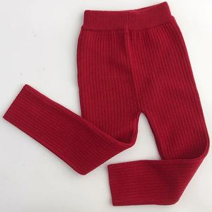 Hosen Ins Koreanische Baby Gestrickte Rote Hosen Herbst Baumwolle Stretch Hosen Junge Kleinkind Mädchen Leggings PP Bottoming Dünne Hosen 231215