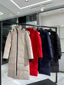 レディースデザイナーダウンジャケットカナダファッションブランドが長いコート大きなポケットファーファーカラーサーマルトップメスの秋と冬の大きなコート