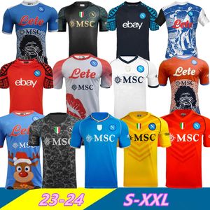 Oyuncu Hayranları 23 24 Napoli Futbol Formaları Maglia Napoli 2023 2024 H.Lozano Kvaratskhelia Simeone SSC Maradona Osimhen Elmas Futbol Gömlek Erkek Kit Kids Kids