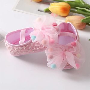 İlk yürüyüşçüler kız bebek Mary Jane Flats ile Bowknot Head Band Bebek Çiçek Bow Walker Crib Ayakkabı Prenses Gelinlik