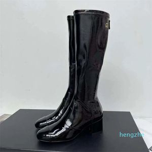 Botas de designer de moda de inverno botas altas do joelho sapatos femininos plataforma de couro natural equitação zíper senhoras longo outono