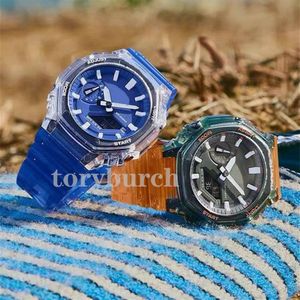 Ny ankomst 2100 Series Transparenta Watches Dual Display Lysande sport Casual Student Top Quality All Functions Work Auto Light 263U