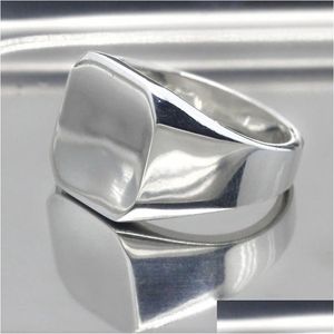 Anéis de casamento Anéis de casamento personalizados gravados 925 Sterling Sier Homens Anel Quadrado para Mulheres Masculinas Uni Amantes Casais Banda Jóias Presente Dhlro