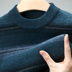 Maglioni da uomo in lana di pecora vestiti caldi 2023 inverno strisce casual maglioni puro cashmere spesso maglione maschile pullover maglieria