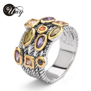 Fedi nuziali Anello UNY Bellissimo multi CZ Cavo intrecciato Anelli di filo Designer Fashion Brand David Vintage Love Anelli antichi Anello di gioielli da donna 231215