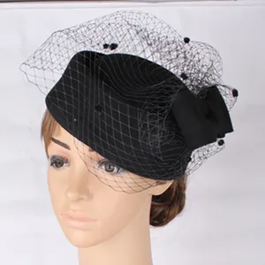 Fashion Black High Quality Fascinator Hats Base With Birdcage Veil Bridal Veils Occasion Hair Accessories Cocktail MYQ136