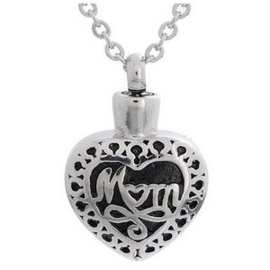 Lily Cremation smycken rostfritt stål vattentät mamma hjärta urn hänge minnesmärke Keepsake Pendant Halsband med en presentpåse212x