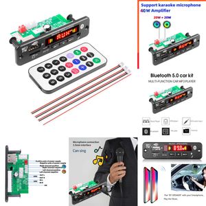 Otomatik Elektronik 2*20W Stereo Bluetooth 5.0 MP3 Pansiyon Kod Çözücü Kart 12V 40W Amplifikatör Araba FM Radyo Modülü Handfree TF USB AUX WMA KAYITLAR