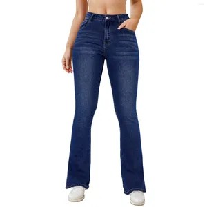 女性のジーンズサイズ12ワイドレッグハイウエストストレッチストレートボタンウエストレギンスジャケットEn Jean for Women