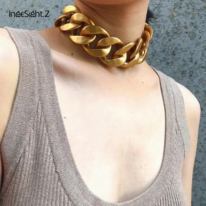 Pendant Necklaces IngeSight.Z Men Punk Hip Hop Miami Curb Cuban Thick Choker Necklace Women Vintage Chunky Heavy Clavicle Collar Jewelry 231215