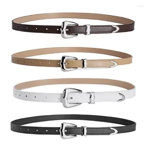 Belts PU Leathers Belt For Women Metal Pin Buckle Black Strap Jeans Pants