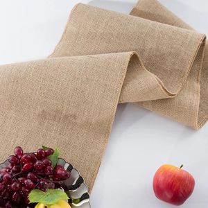 Table Cloth Runner Burlap Khaki Linen Flag Event Party Supplies Wedding Dining Home Coffee Tablecloth Decor