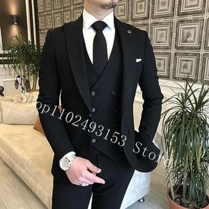 Men's Suits Blazers Male Blazers 3 Pieces Black Suits For Men Formal Wedding Suits For Men Business Groom Wear Tuxedos Jacket Trajes De Hombre 231214