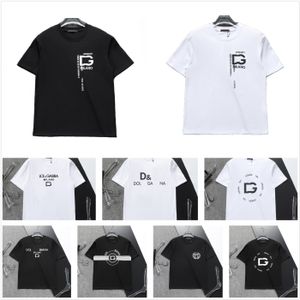 Новая дизайнерская мужская футболка Черно-белая роскошная вышивка букв Классический брендовый принт Свободная уличная хлопчатобумажная ткань в стиле хип-хоп мягкая мужская и женская em-3xl