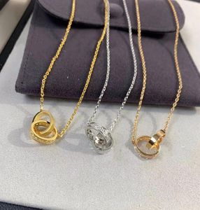 Designer love diamond necklace luxury necklace pendants jewelry for woman plated gold silver double ring connect hoop charms valen7770541