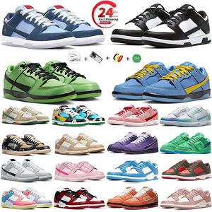 Män kvinnor skor platt sneakers lows running skor panda The Powerpuff Girls Bubbles Blossom Halloween Triple Black Red World Champ Mens Casual Trainers Gai