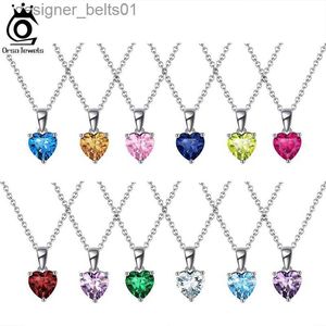 Pendant Necklaces ORSA JEWELS 925 Sterling Silver Classic 12 Colors Birthstone Pendant Necklace For Women Necklace Jewelry Gifts Wholesale N02L231215