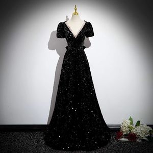 新しいエレガントなドレス花嫁の母親のマザーベートブラックレッドセクシーVネック床床の長さカスタムメイドウェディングゲストパーティープロムドレス403