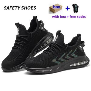 Buty bezpieczeństwa Mężczyźni ze stalową czapką palców przeciwbmashowych buty robocze trampki lekkie przebijanie niezniszczalne czarne buty mody Rozmiar 36-48 Fabryka 678