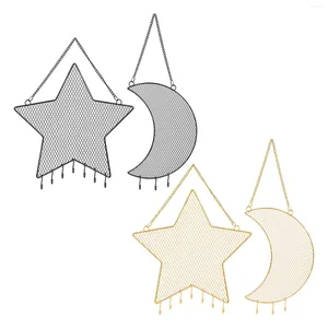 Smyckespåsar hängande förvaringsarrangör Grid Shelf Display Stand Decorative Gift Moon Star Shaped Earring Holder för armband