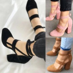 Kleid Schuhe Afrikanische Frau Schuh Pumps Chunky Sandalen Beige High Heels Schnürung Runde Zehe Burgund Mode Samt Block 12 cm Casual Sex