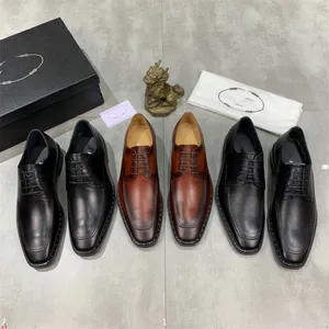 10style 2024 Herren-Kleid, italienisches Leder, Slip-on, modisch, echtes Leder, Luxus-Designer-Loafer, Hochzeit, spitzer Zehenbereich, schwarz, formelle Oxford-Schuhe, Größe 38–45