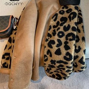 Women's Jackets Coat Leopard Pattern 2023 Autumn Winter Versatile Korean Version O Neck Loose Slim Casual Faux Fur Top Women Clothing 231214