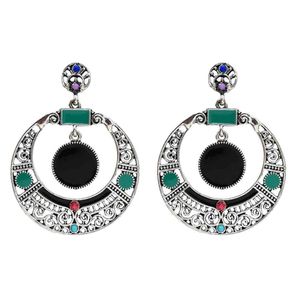 Charm Vintage Alloy Micro Inlaid Rhinestone Hollow Round Earrings Personalized Fashion Oval Jewelry Drop Delivery Dh4Bu