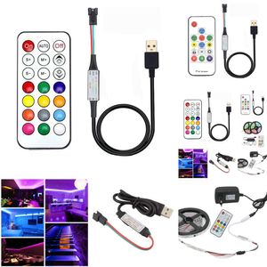 Yeni dizüstü bilgisayar adaptörleri şarj cihazları 1m usb mini 14key 21key LED Pixel Strip DC5-24V WS2811 WS2812B SK6812 6803 Uzaktan kumanda ile