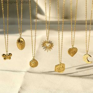 Pendant Necklaces Stainless Steel Summer Necklaces Chains For Man Women Heart Pendant Chain Choker Butterfly Necklace Vintage Jewelry Gifts DecorL231215