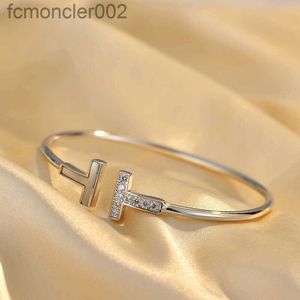 Bangle Armband Double T-Head Rose Gold Diamond Women's T Fritillaria Fashion Silver Jewelry Gift 0TB8