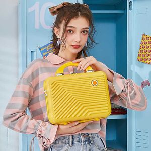 suitcases New Korean version portable shoulder strap makeup box, 14 inch small suitcase, printed travel storage bag 231215