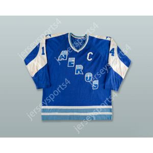 Custom TED TAYLOR 14 WHA HOUSTON AEROS BLUE HOCKEY JERSEY NEW Top Stitched S-M-L-XL-XXL-3XL-4XL-5XL-6XL