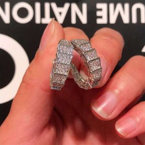 Choucong Orecchini a lobo Gioielli di lusso Ins Top Sell 925 Sterling Silver Pave White Sapphire CZ Diamond Gems Pietre preziose Eternity Snake Wom2437