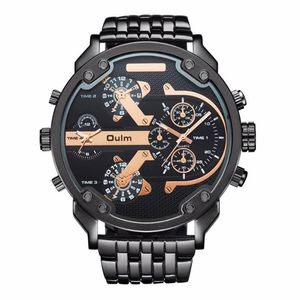 Armbanduhren Herrenuhren Top-Marke OULM 3548 Luxus 5 5 cm großes Gesicht Hochwertige Edelstahluhr Schwarz Relogio Masculino Mar285d