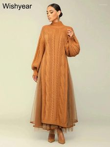 Casual Kleider Solide Braid Gestrickte Mesh Röcke Und Pullover Für Frauen Zwei Stück Outfit Winter Geburtstag Party Langarm Side Split Robe