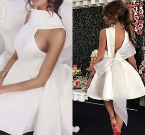 Elegant Backless Short Prom Dress 2024 with Lace Appliques Big Bow Vestidos Evening Formal Party Gowns Vestidos Longo Robes De Soiree