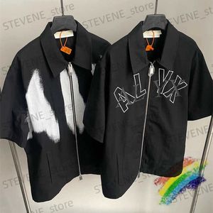 Men's T-Shirts 1017 ALYX 9SM Graffiti Inkjet Lapel Zipper T-Shirts Men Women 1 1 Best Quality Top Tees Functional ALYX T Shirt T231215