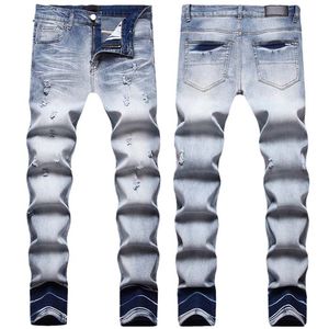 Designerjeans für Herren Jeans Wanderhose Ripped Hip Hop High Street Mode Brand Motorrad Stickerei