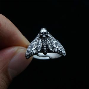 Bröllopsringar 12st Vintage Dead Skull Death's Head Moth Ring Insect Jewelry for Women Her Gift 231214