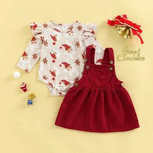 Conjuntos de roupas para bebês recém-nascidos, roupa de natal para meninas, manga longa, macacão, saia, vestido de veludo, geral, conjunto de roupas de natal