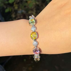 Charme de tênis colorido diamante redondo tênis designer pulseira mulher festa aaa zircônia cúbica cobre cristal prata pulseiras mulheres dia dos namorados presente luxo