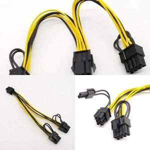 Nuevos adaptadores para computadora portátil Cargadores cpu o gpu Tarjeta gráfica de 8 pines a 2 * 8 pines (6 + 2) para minero Doble PCI-E PCIe Cable divisor de fuente de alimentación de 8 pines Cable de 20 cm