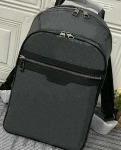 Märkesdesign Real Leather Hight Quality Men Bakcpack N58024 Black/Grey Plaid Sport Travel Zipper Michael Men Backpacks 45*26*17cm
